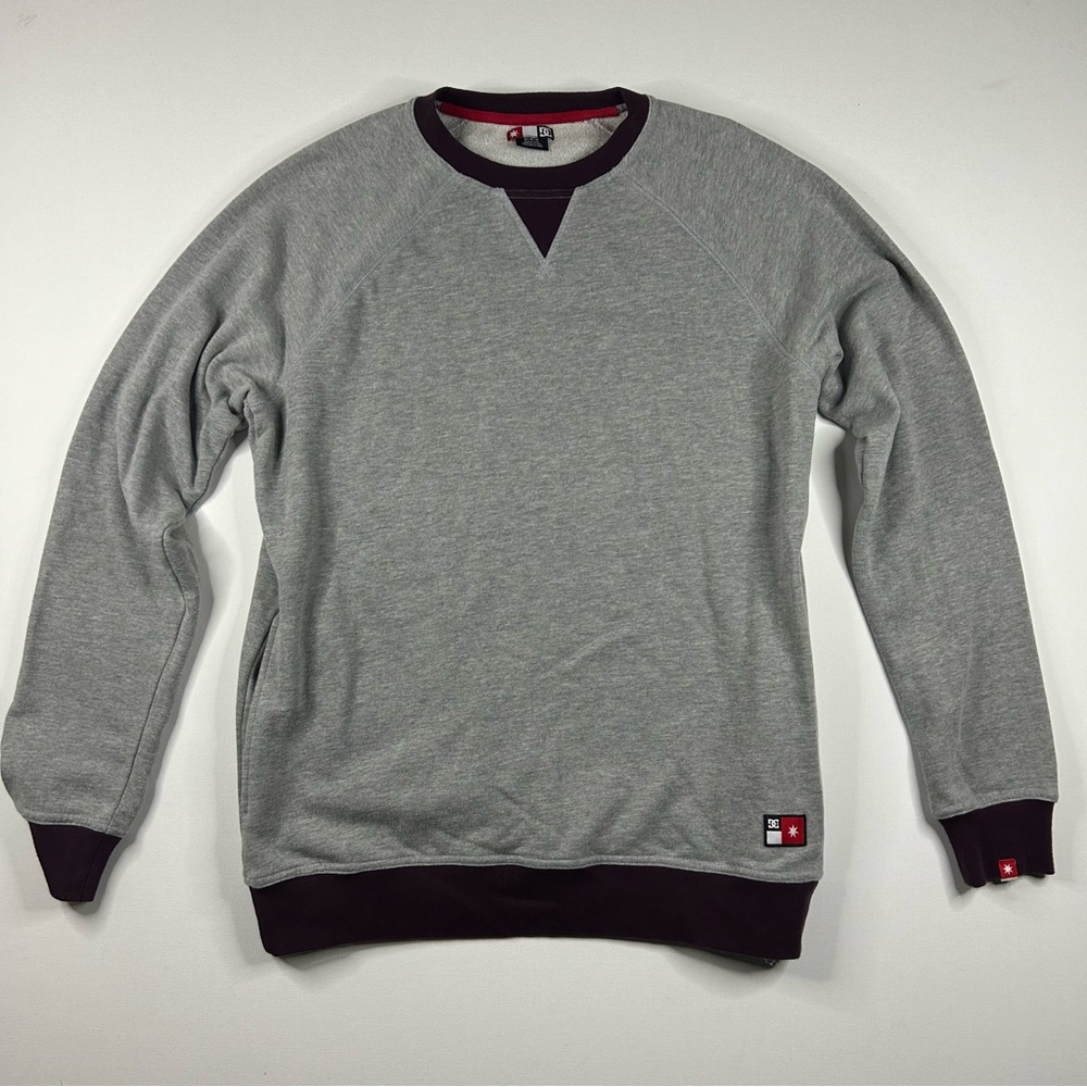 Vintage Y2k DC Skate Shoes Sweatshirt Mens Medium Gray Pullover Sweater EUC